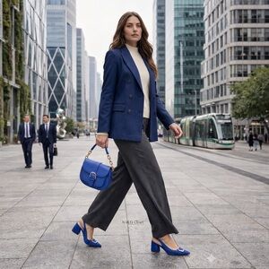 Nicole Miller New York Melrose Blue Faux Suede Women’s Slingback Heel Pumps 8.5